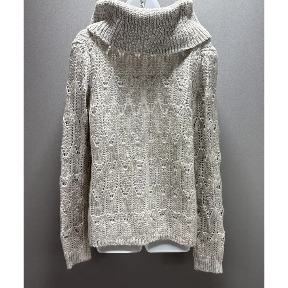 White House Black Market Sweater Cowl Neck Womens Medium Gray Shimmer New W Tags
